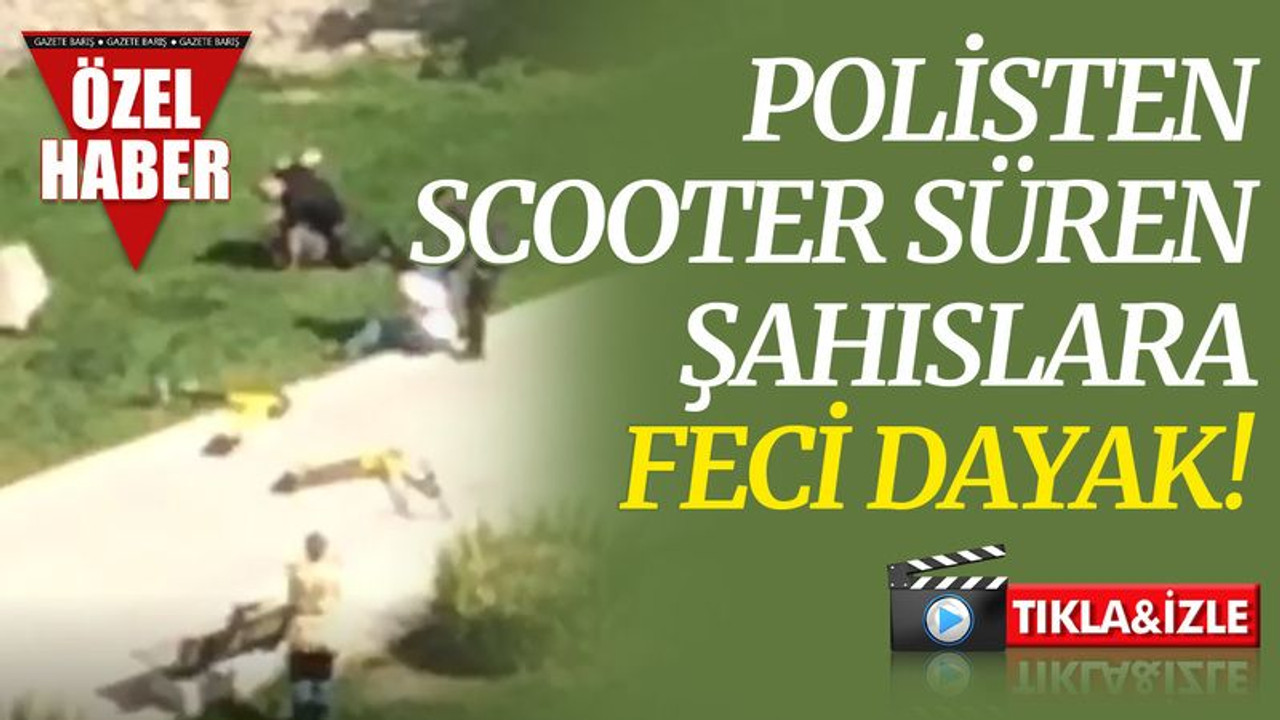 Polis, scooter süren şahısları feci şekilde dövdü!